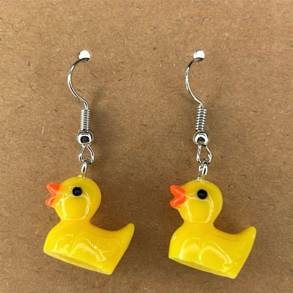 Rubber Duckie Silver Earrings NEW - Picture 2 of 6